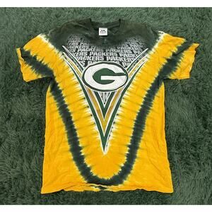 VTG Majestic Green Bay Packers NFL Tie-Dye T-Shirt Size L Fan Apparel